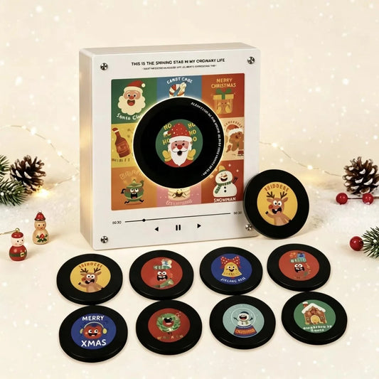 Ready Ship Stock Christmas Collectible NFC Fridge Magnet Rotatable Vinyl Style Battery Customized Music LED Light Factory