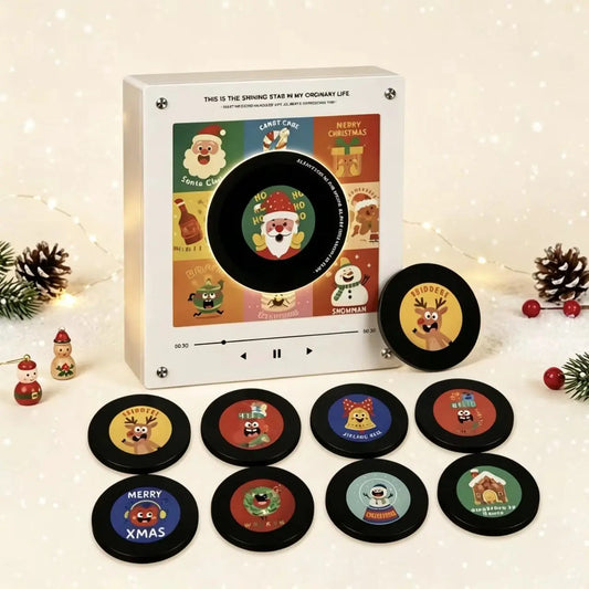 Ready Ship Stock Christmas Collectible NFC Fridge Magnet Rotatable Vinyl Style Battery Customized Music LED Light Factory